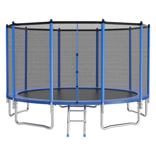 Outdoor Trampoline, 15FT Round Recreational Trampoline With Enclosure Net, ASTM Approved, Heavy Duty Trampolines, Max 470 Lbs Weight Capacity, Anti-Rust Backyard Trampolines For Kids & Adults