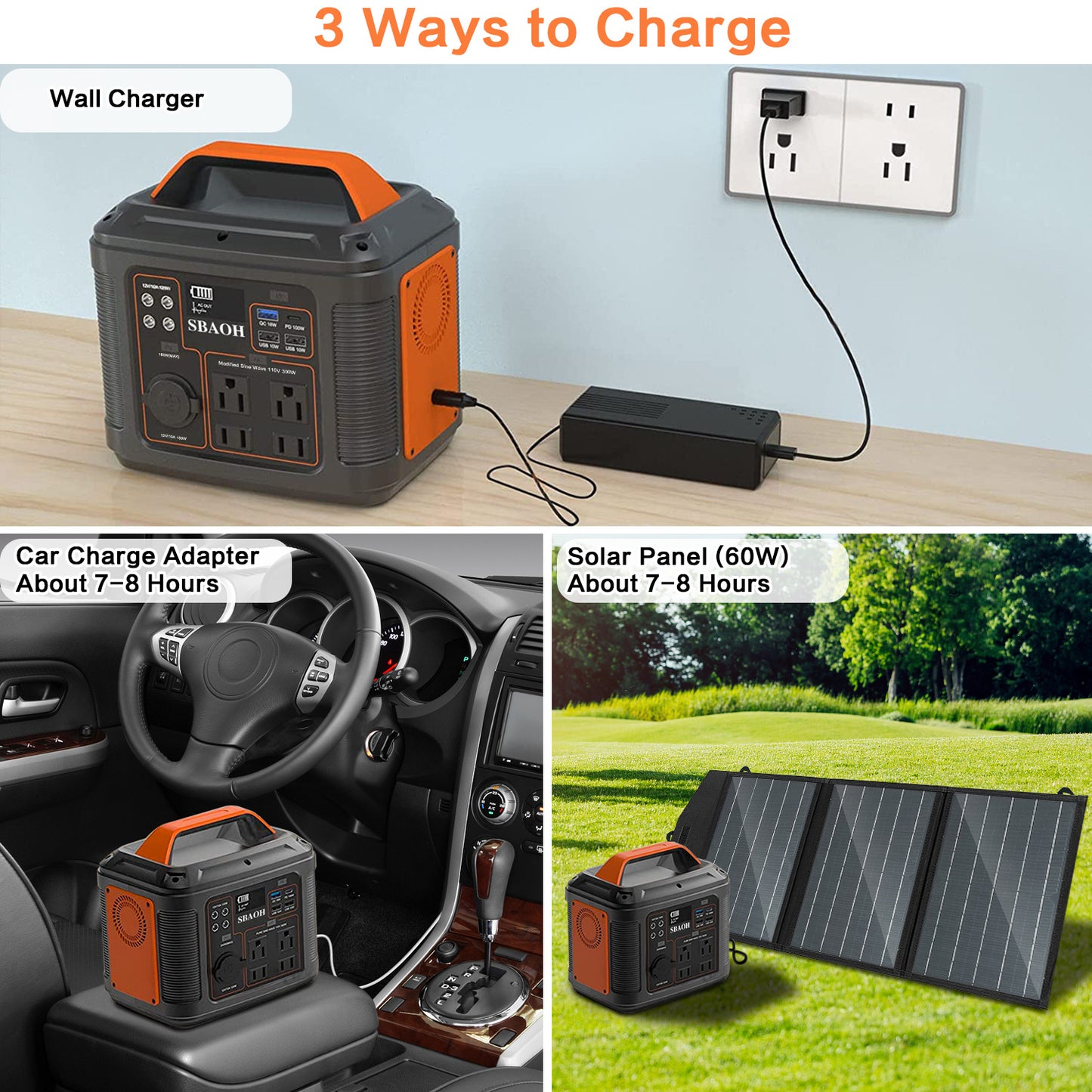 US Plug Portable Power Station P302,300W 296Wh Backup Lithium Battery, Solar Generator For Home And Outdoor Emergency Power Supply