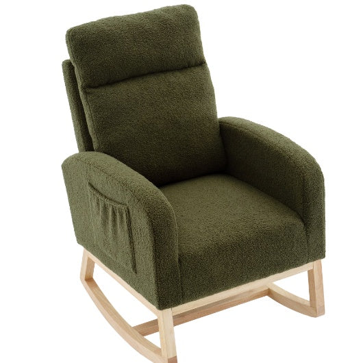 JA505 Beige Velvet Rocking Chair With Organizer