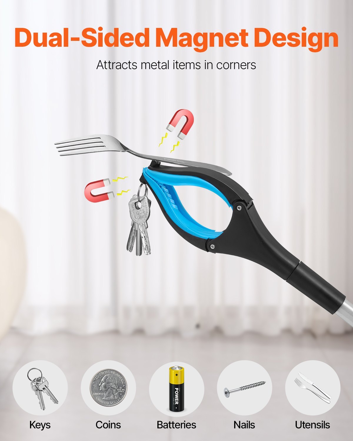 Grabber Reacher Tool, 2-Pack Foldable Reacher Grabber Pickup Tool With 360 Rotating Jaw & Magnets, Grabber Tool Heavy Duty