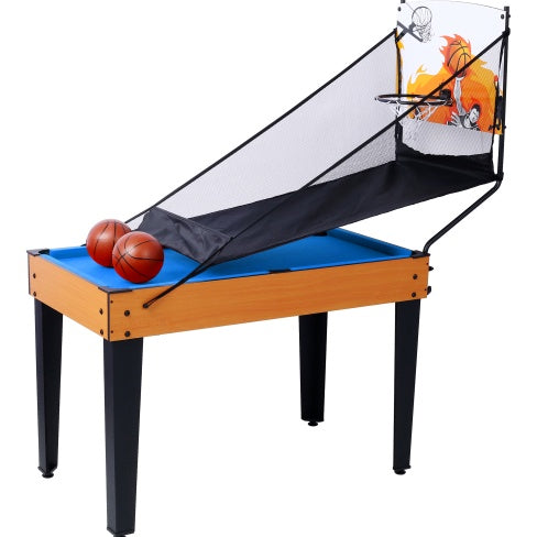 5-in-1 Multi-Game Table - Billiards, Push Hockey  Foosball  Ping Pong, And Basketball Black Blue