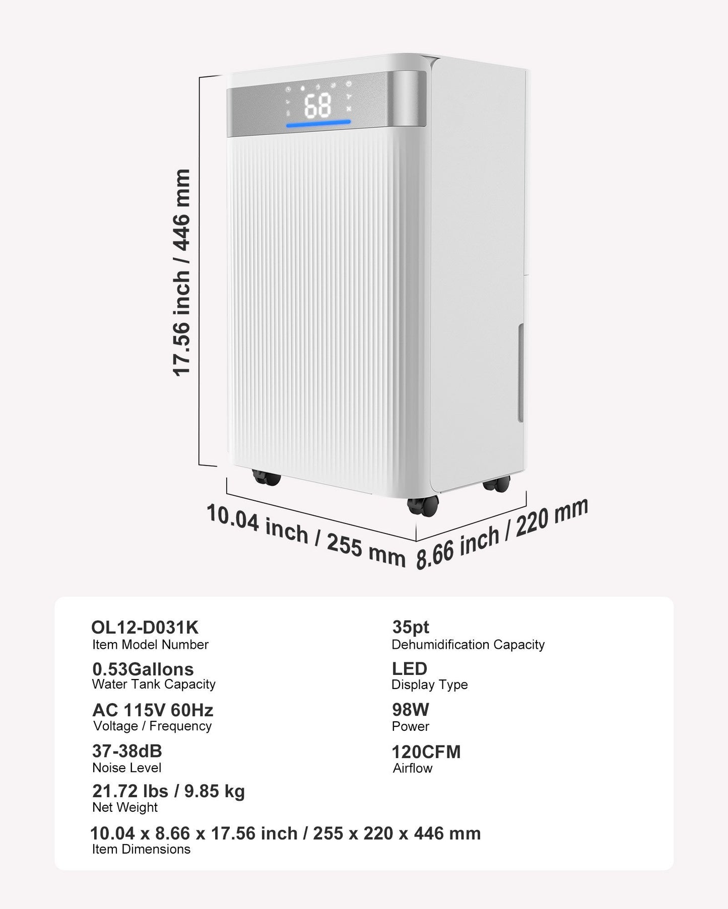 35 Pints Dehumidifier For Home And Basement Smart Humidity Low Noise For Room