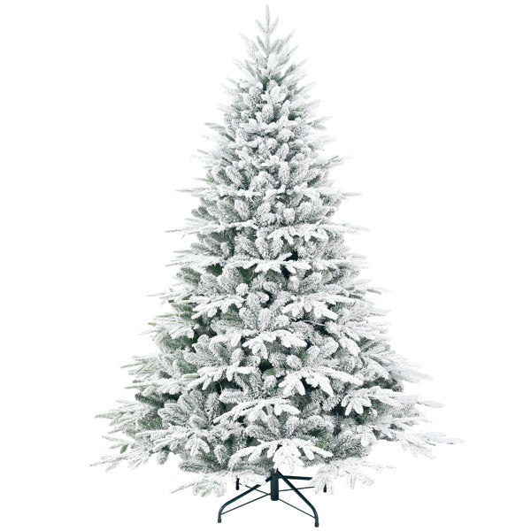 Artificial 5ft Flocked Christmas Tree With 1419 PE PVC Mixed Branch Tips, 300L Warm White Led, Steel Wire Wire, Hinged Premium & Foldable Base For Indoor Holiday Decorating