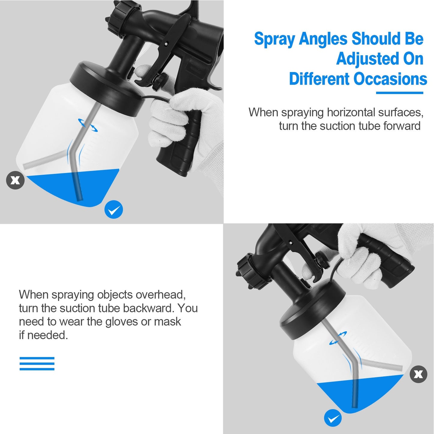 800ML Paint Sprayer 650W, minimum Output HVLP Oil Primer Water Spray, With 3 Spraying Modes Motor And Removable Container