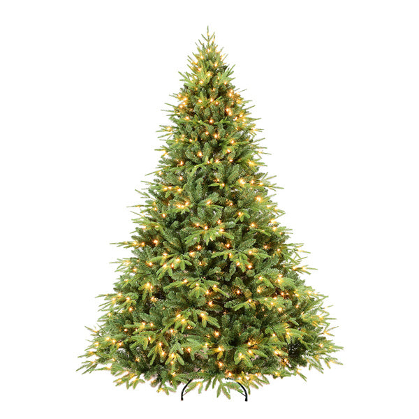 Artificial 7.5ft Green Christmas Tree With 3135 PE PVC Mixed Branch Tips, 650L Warm White Led, Steel Wire, Hinged Premium & Foldable Base For Indoor Holiday Decorating
