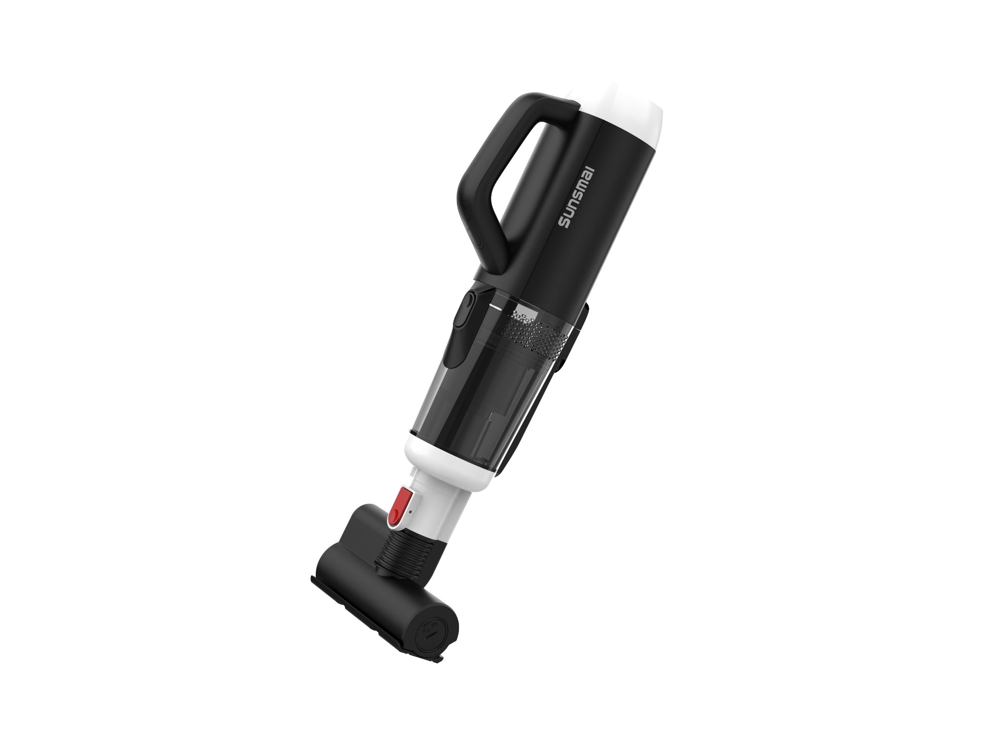 Black and white handheld vacuum cleaner on a white background