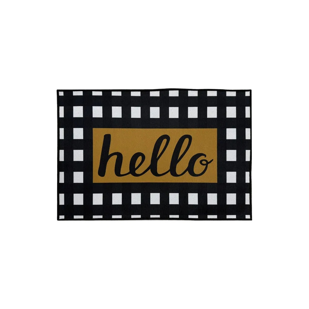 1PC Black-and-white Checkered Anti-slip Doormat, Bathrooms, And Kitchens. This StylishPrinted Mat Makes An Ldeal Housewarming Gift, Offering An Elegant Welcome And Long.lasting Durability