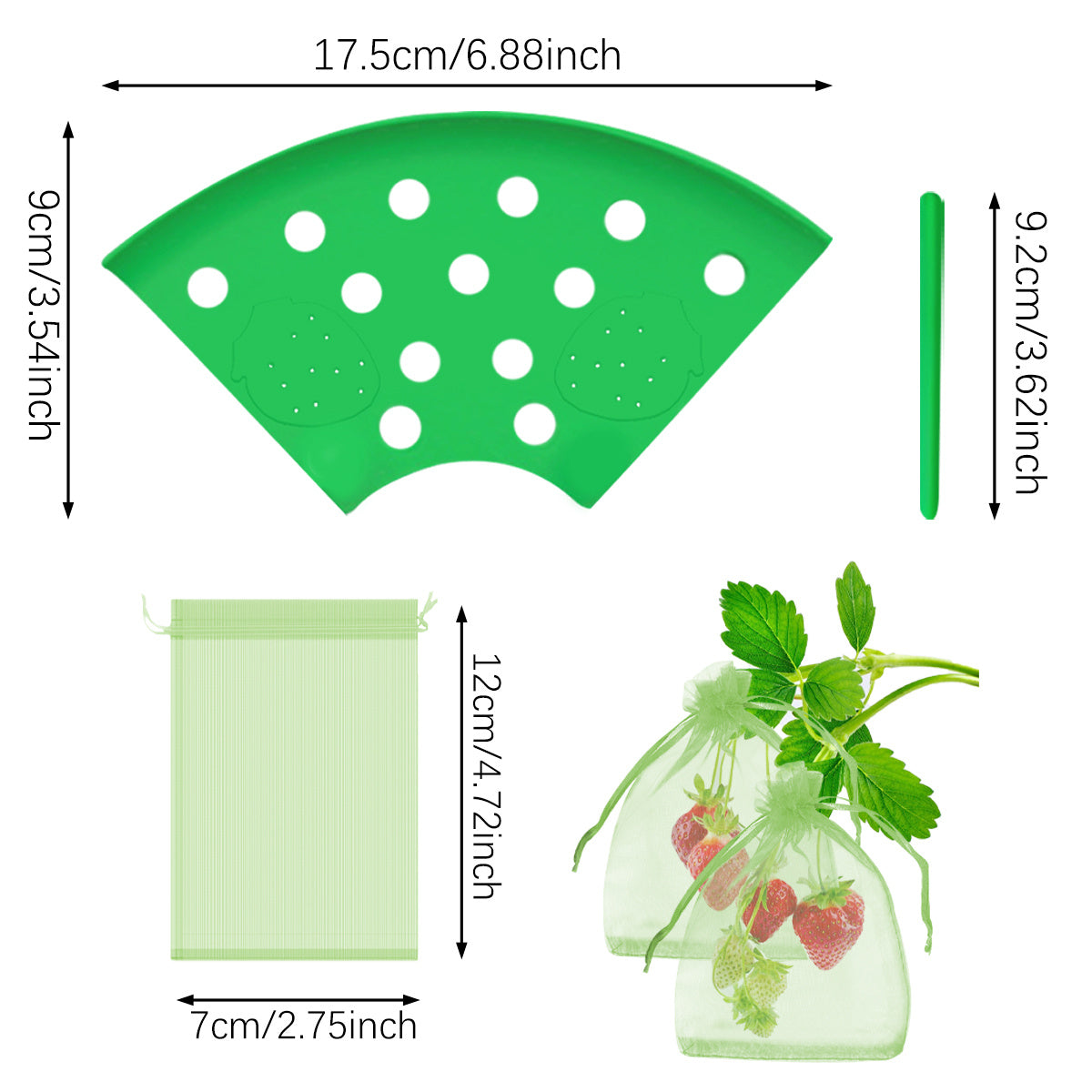 8Pcs Strawberry Planting Kit With 20Pcs Insect-proof Mesh Bag
