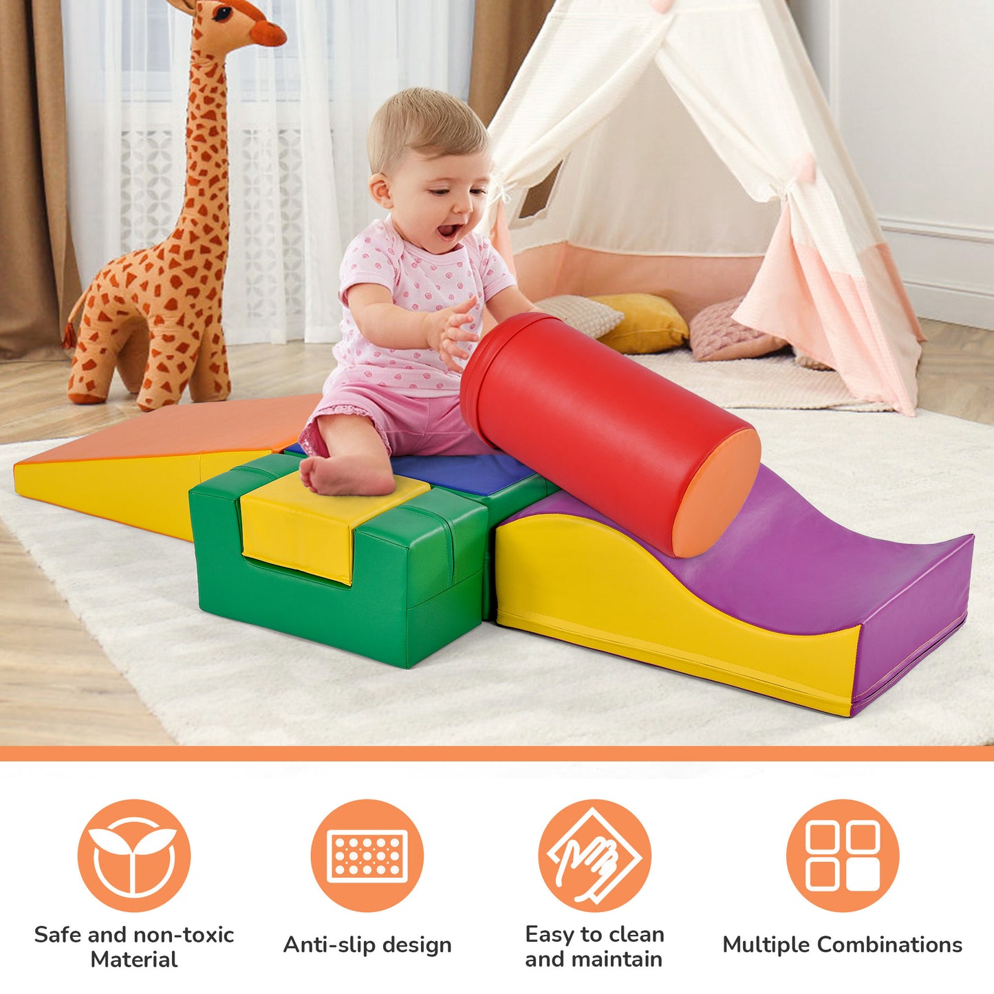 Colourful Soft Crawl And Crawl Foam Playset 6-in-1