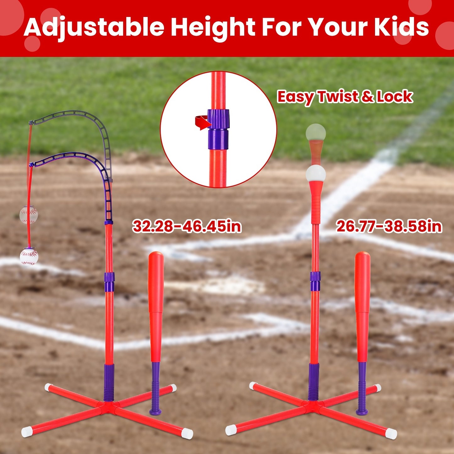 1Set 3 In 1 Baseball Toy Set For 3 To 5Years Old Kids And Toddlers Includes Tee Ball Stand Hanging Tee Automatic Ball Launcher With Adjustable Height For Indoor Outdoor Play Perfect Gift
