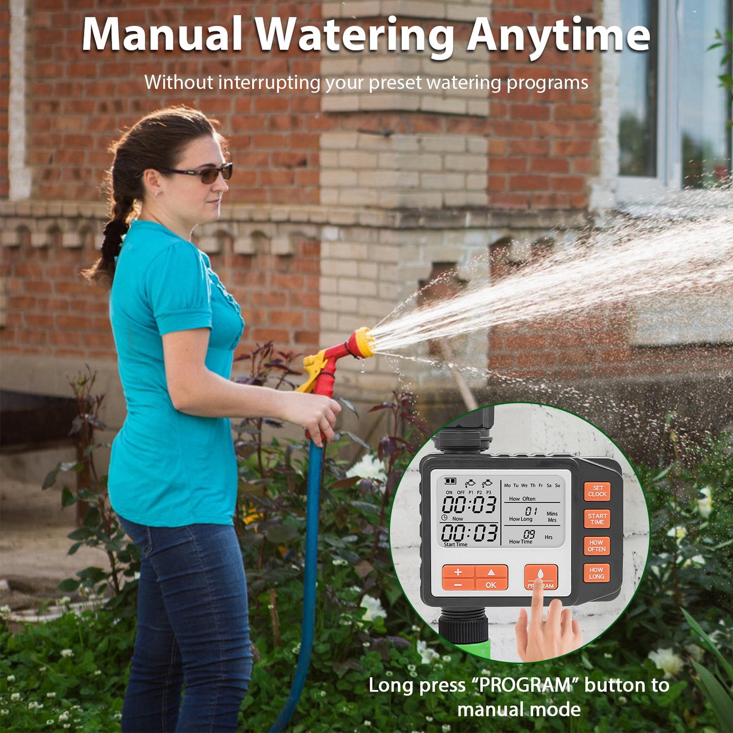 1Pc Sprinkler Timer With 3 Watering Programs Manual Mode Automatic Watering System Waterproof Irrigation Timer House Faucet Timer For Garden Yard Lawn