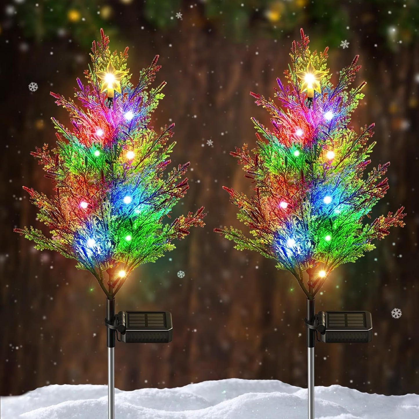 Two-piece Solar Lawn Light, Garden Solar Light Tree, Outdoor Christmas Grass Cypress Garden Light