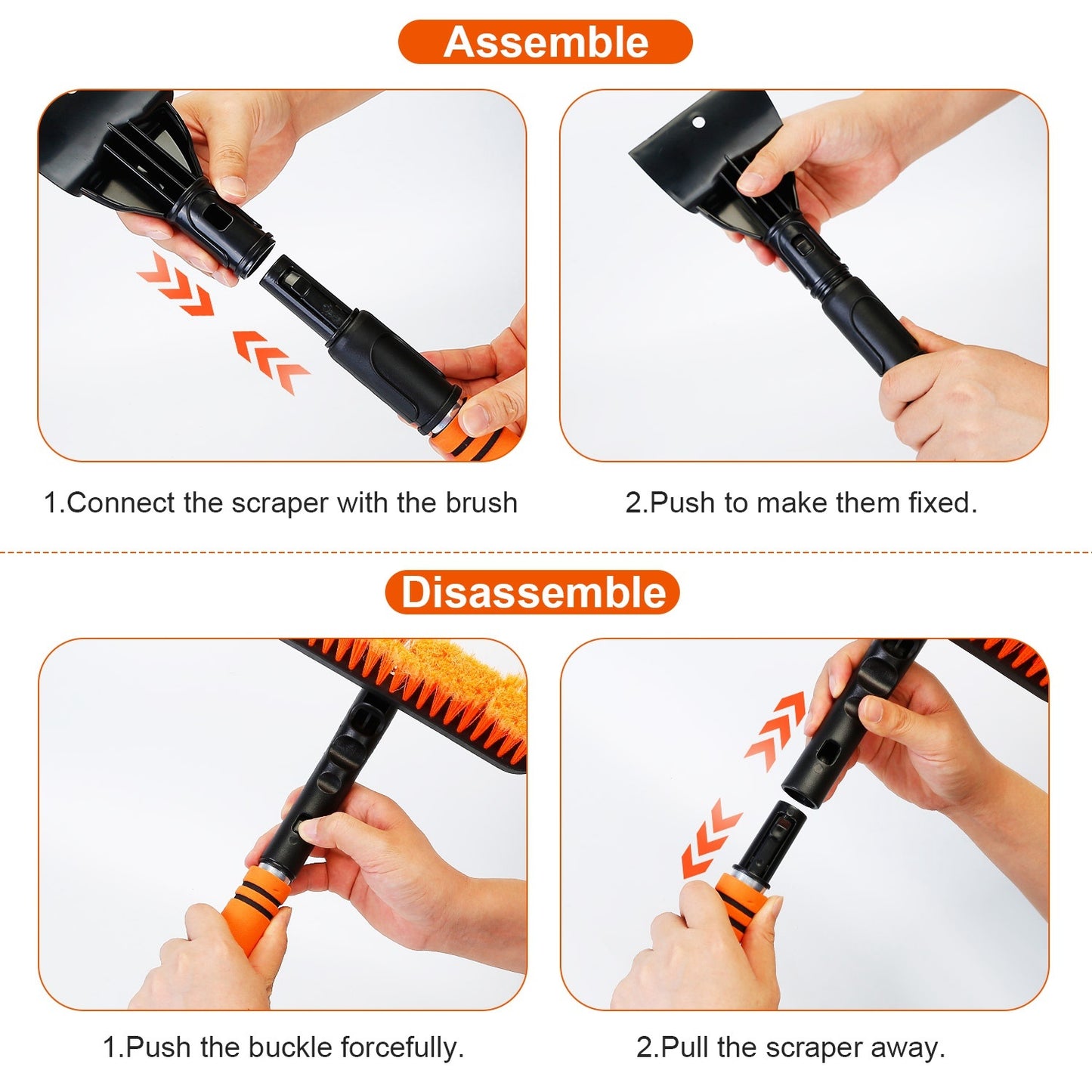 3 Color Options - 1Pc 3 In 1 Windshield Ice Scraper Extendable Car Snow Removal Tool Telescoping Car Broom Snow Shovel Automobile Frost Removal