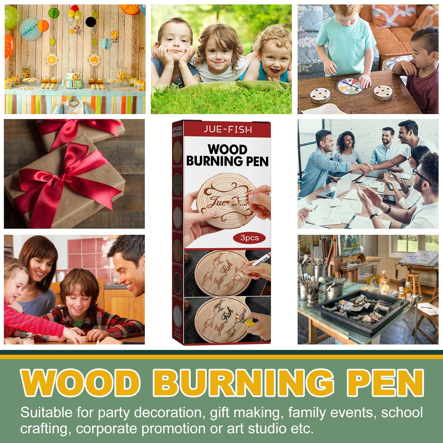 Scorch Pen Marker - Wood Burning Pen, Chemical Heat Sensitive Marker For Wood And Crafts - Versatile Kit With Fine Round Tip, Bullet Tip And Oblique Tip - Easy Application