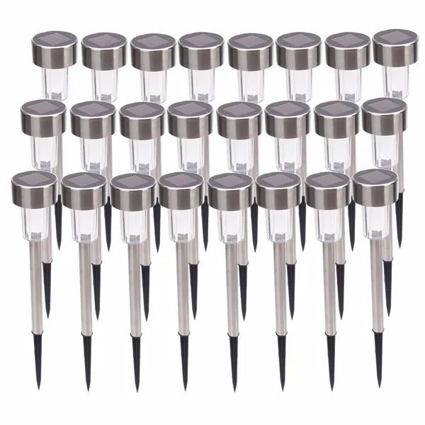 24pcs 5W High Brightness Solar Power LED Lawn Lamps With Lampshades White  Silver