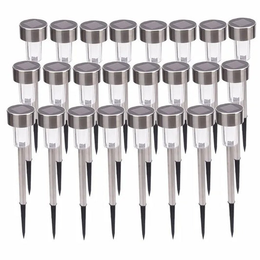 24pcs 5W High Brightness Solar Power LED Lawn Lamps With Lampshades White  Silver