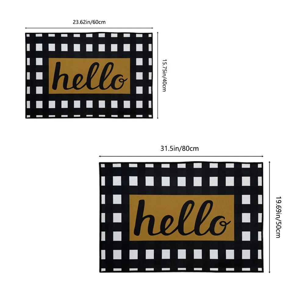 1PC Black-and-white Checkered Anti-slip Doormat, Bathrooms, And Kitchens. This StylishPrinted Mat Makes An Ldeal Housewarming Gift, Offering An Elegant Welcome And Long.lasting Durability