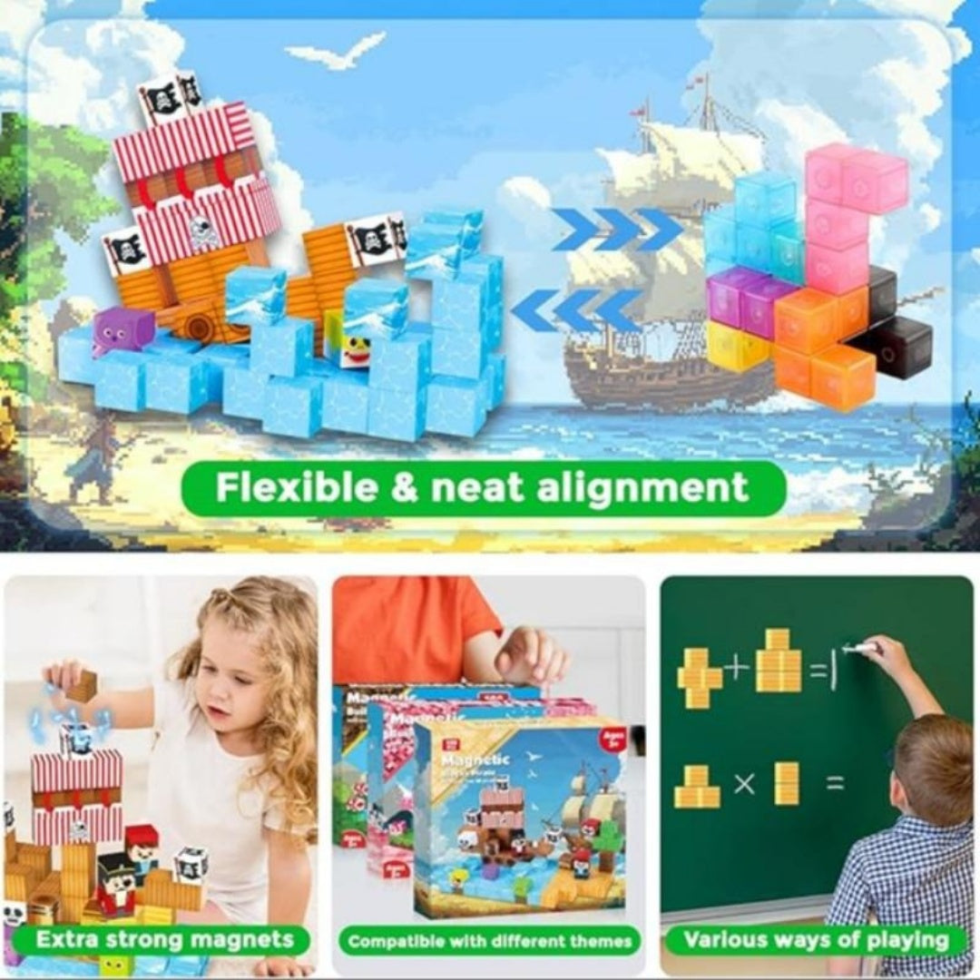 Magnetic Block Toy Pirate Ship -100pcs