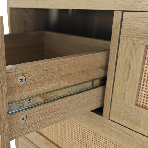 4 Drawer Rattan Cabinet, Suitable For Bedroom, Living Room, Dining Room, Hallway, Easy To Assemble