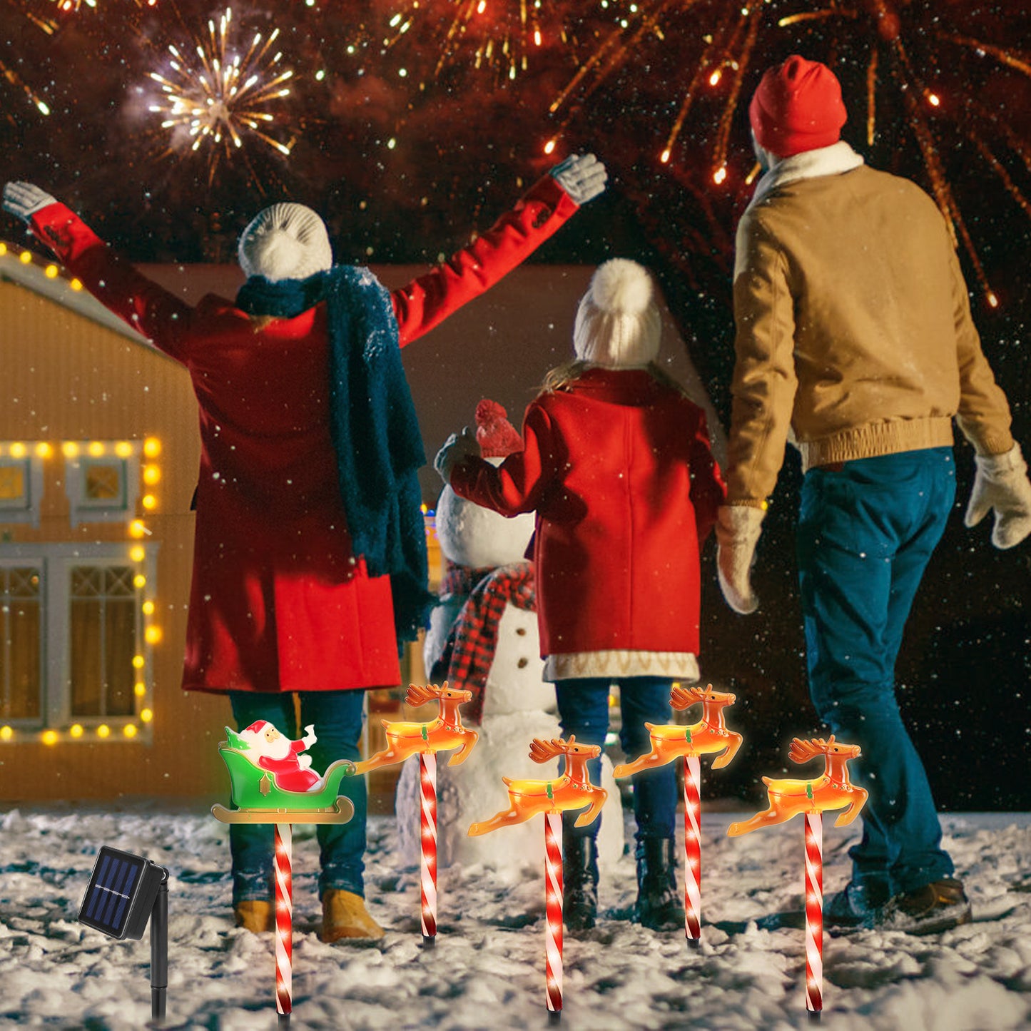 Deer Or Tree Options 5Packs Christmas Outdoor Pathway Light With 8 Modes IP44 Waterproof Xmas Decoration Stake Light Tree Candy Light For Garden Lawn Porch Yard Driveway