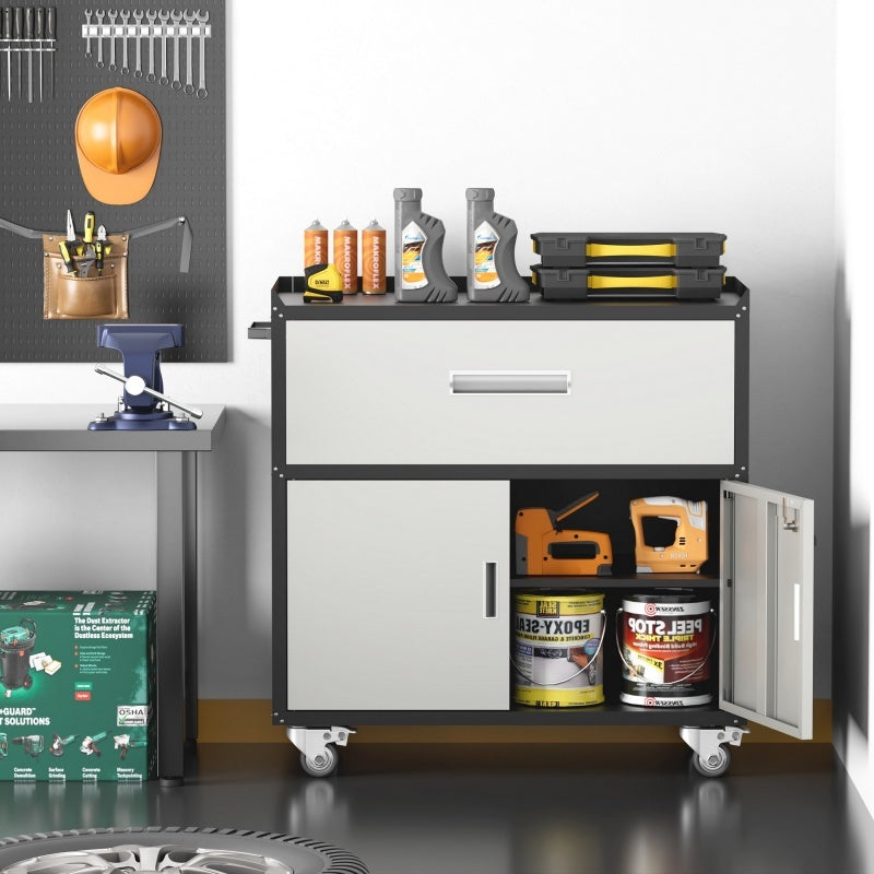 Metal Garage Cabinet, Rolling Tool Box With Wheels