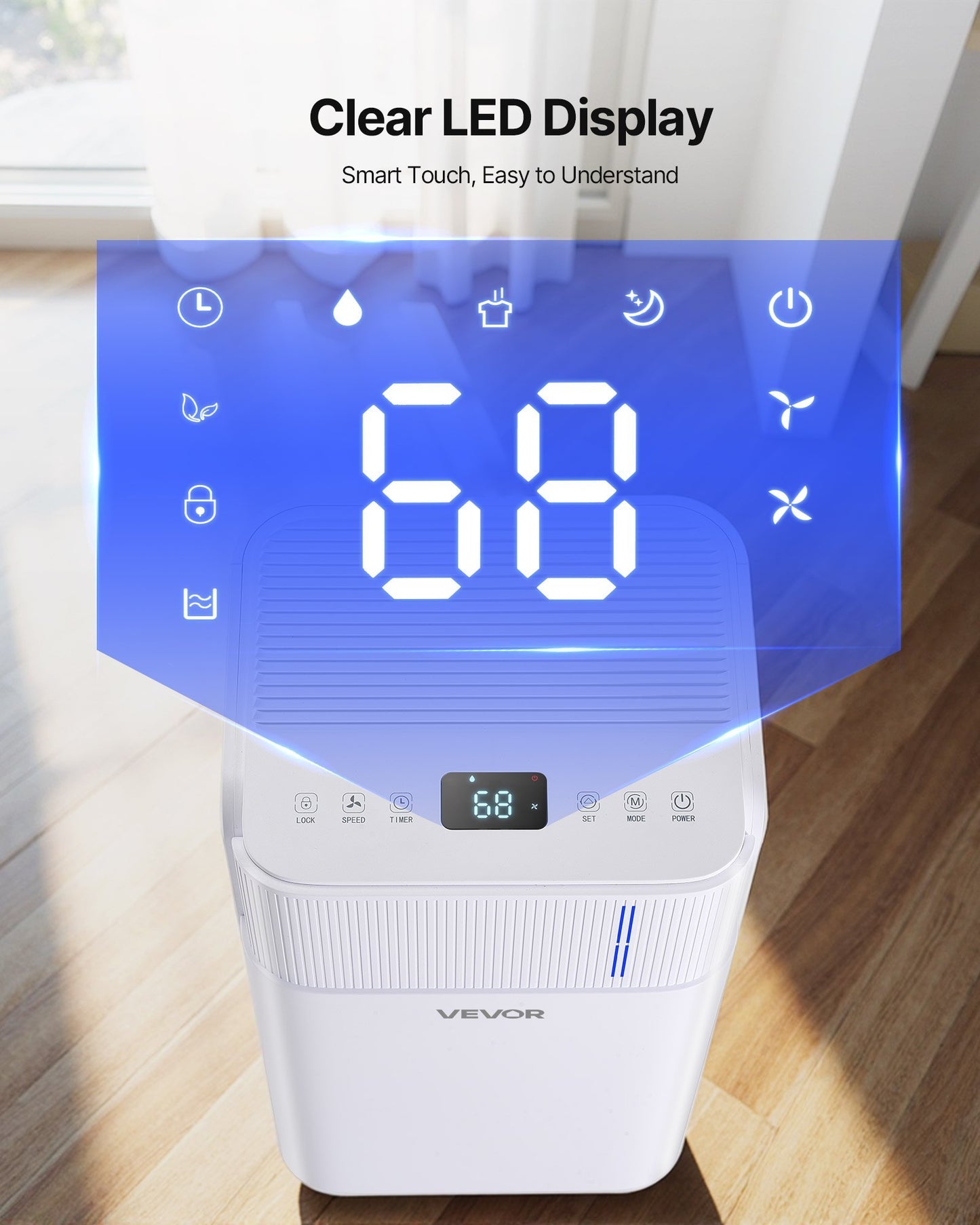 30 Pints Dehumidifier For Home And Basement Smart Humidity Low Noise For Room