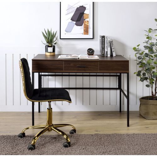 ACME Verster Built-in USB Port Writing Desk, Natural Black Finish