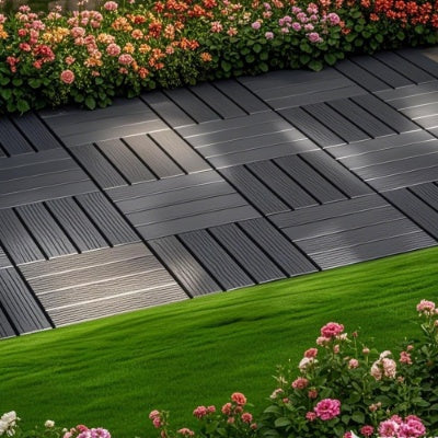 Plastic Interlocking Deck Tiles,44 Pack Patio Deck Tiles,12x12 Square Waterproof Outdoor All Weather Use, Outdoor And Indoor Patio Decking Tiles For Poolside Balcony Backyard, Dark Grey