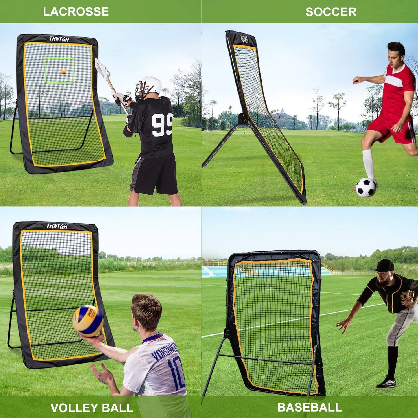 5x7 Ft Volleyball Lacrosse Ball Rebounder Basketball Volleyball Bounce Back Net