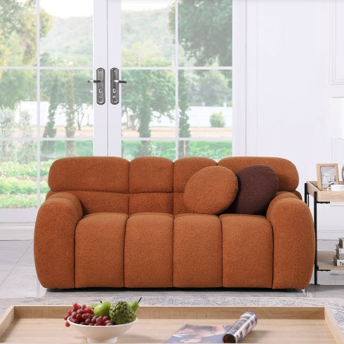 64.98 Length ,35.83 Deepth ,human Body Structure For USA People, Marshmallow Sofa,boucle Sofa ,2 Seater, LIGHT BROWN BOUCLE