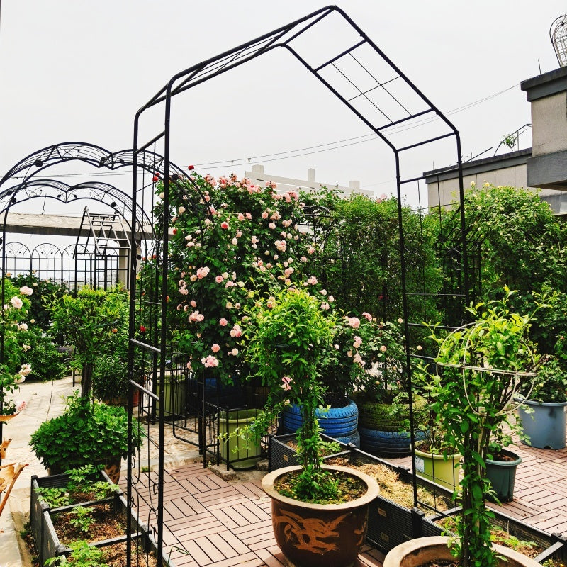 Metal Garden Arch, 56.3 Inches Long X 16.93 Inches Wide X 94.5 Inches High, Climbing Plant Support, Rose Arch, Outdoor Black,