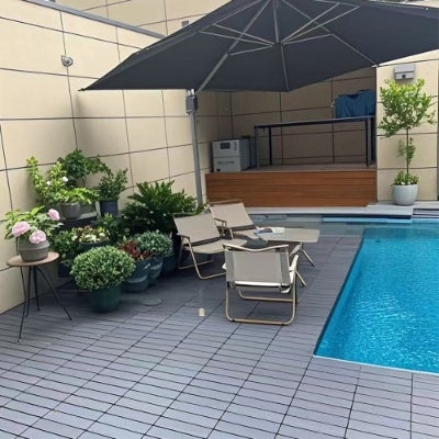 Plastic Interlocking Deck Tiles,44 Pack Patio Deck Tiles,12x12 Square Waterproof Outdoor All Weather Use, Outdoor And Indoor Patio Decking Tiles For Poolside Balcony Backyard, Dark Grey