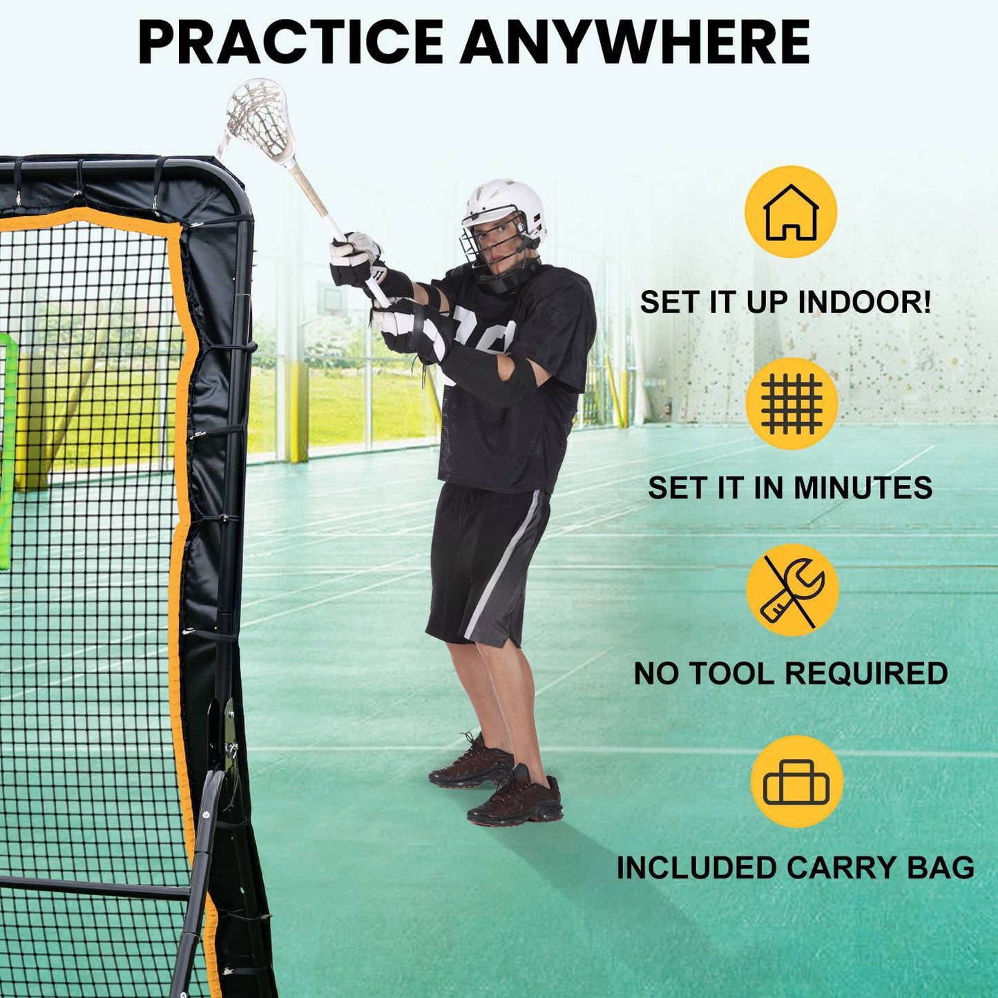 5x7 Ft Volleyball Lacrosse Ball Rebounder Basketball Volleyball Bounce Back Net