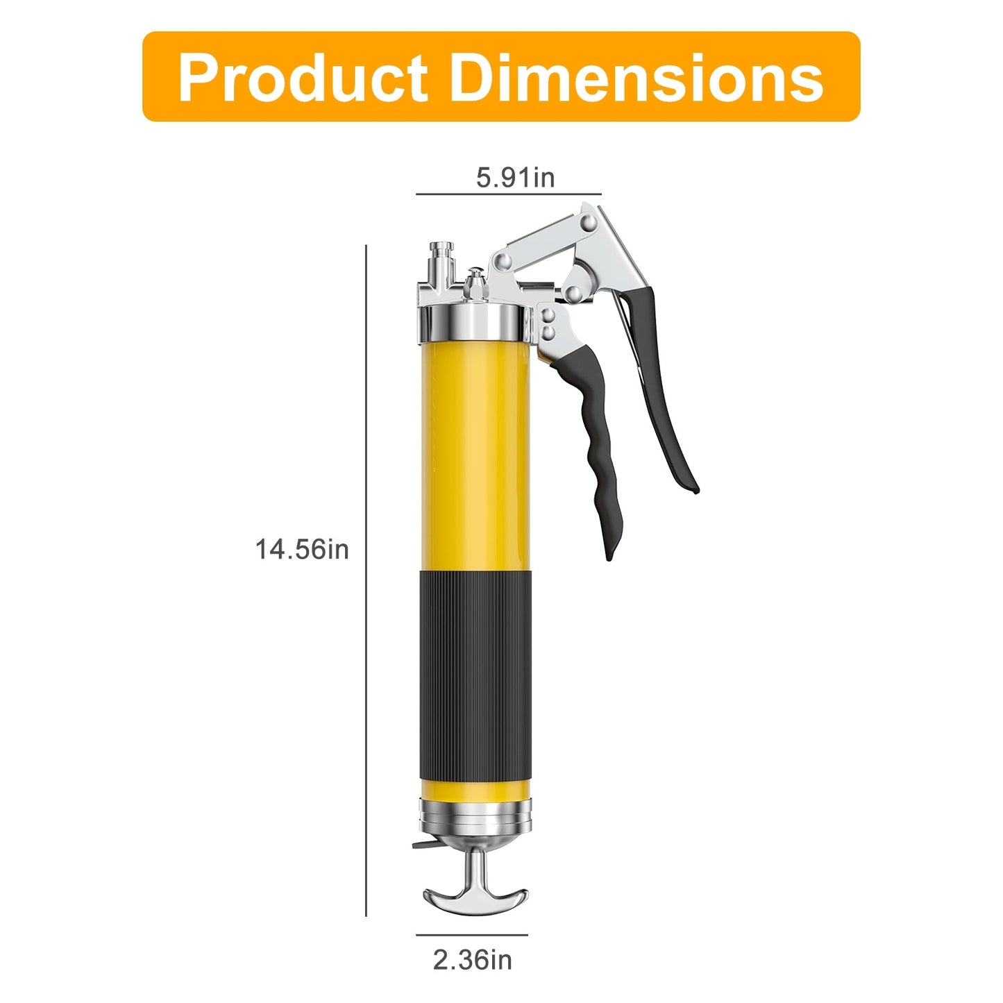 1Pc Grease Gun Kit Fit For 14 Oz Grease Tube 7000 PSI High Pressure Pistol Grip Grease Gun With Lock Coupler 11in Spring Flex Hose Jaw Couplers Sharp Nozzles