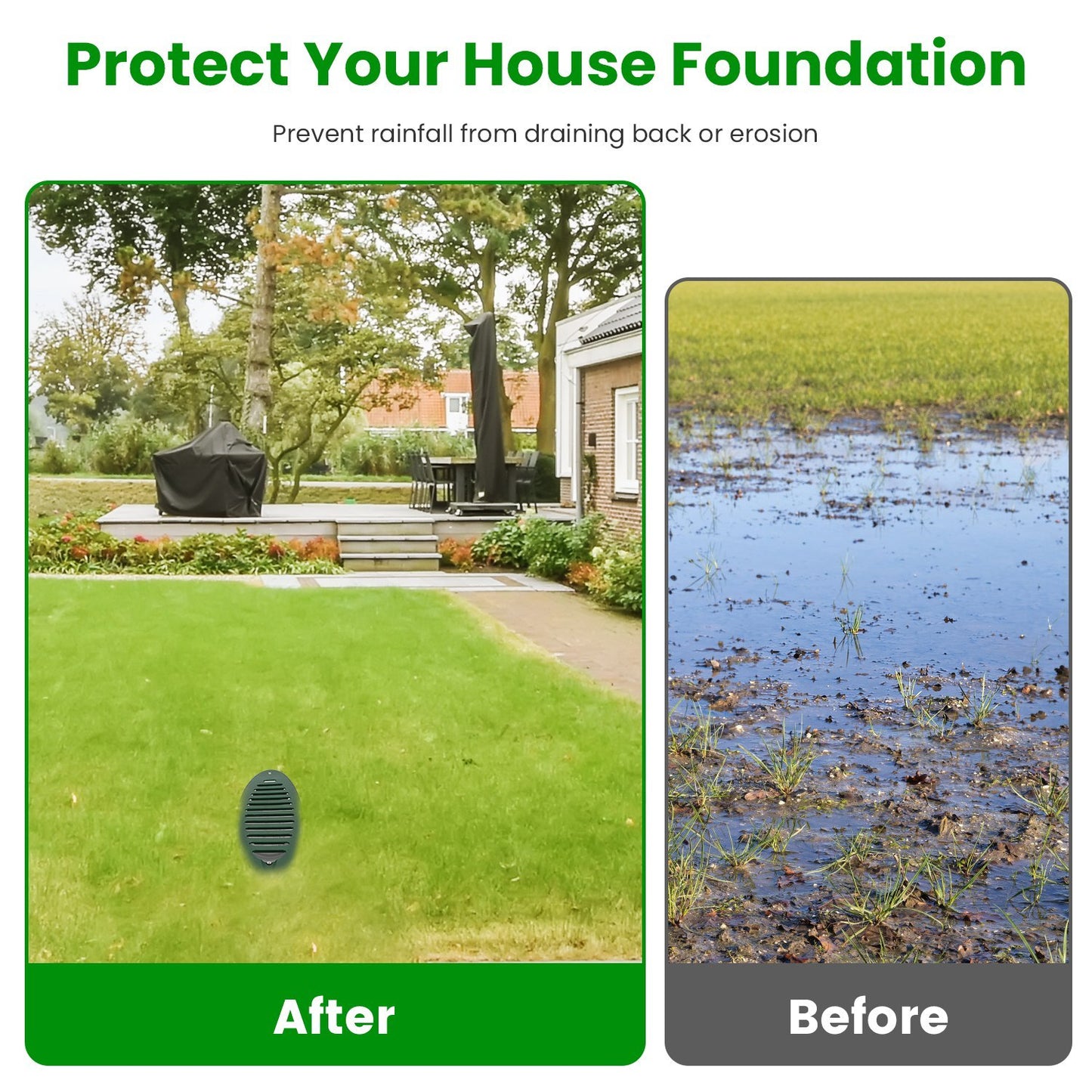1Pc 4Inch Green Angled Yard Drainage Pipe With Sloped Grate Yard Drain Emitter For Sump Discharge Downspout Extensions Inlet Outlet Yard Drain Compatible With 4in Connections
