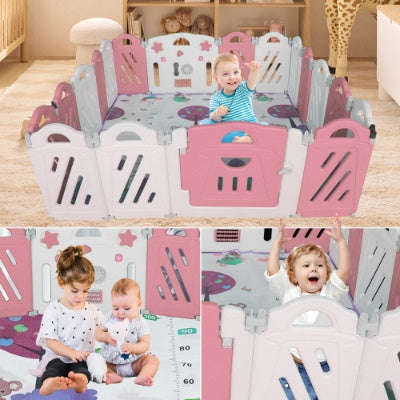 20X2 Panel Baby Playpen  Foldable Playard For Baby And Kids  Adjustable Shape Play Fence With Safety Lock Gate