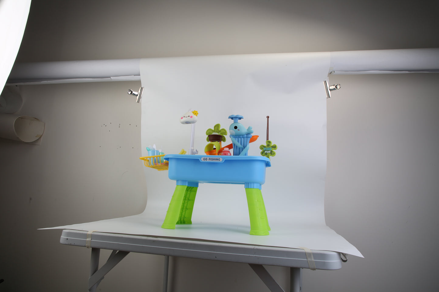 1Set 3 In 1 Kitchen Sink Toy With Electric Faucet Water Table Fishing Game Role Play Sink Set Indoor Outdoor For Kids Aged 3 Years Old