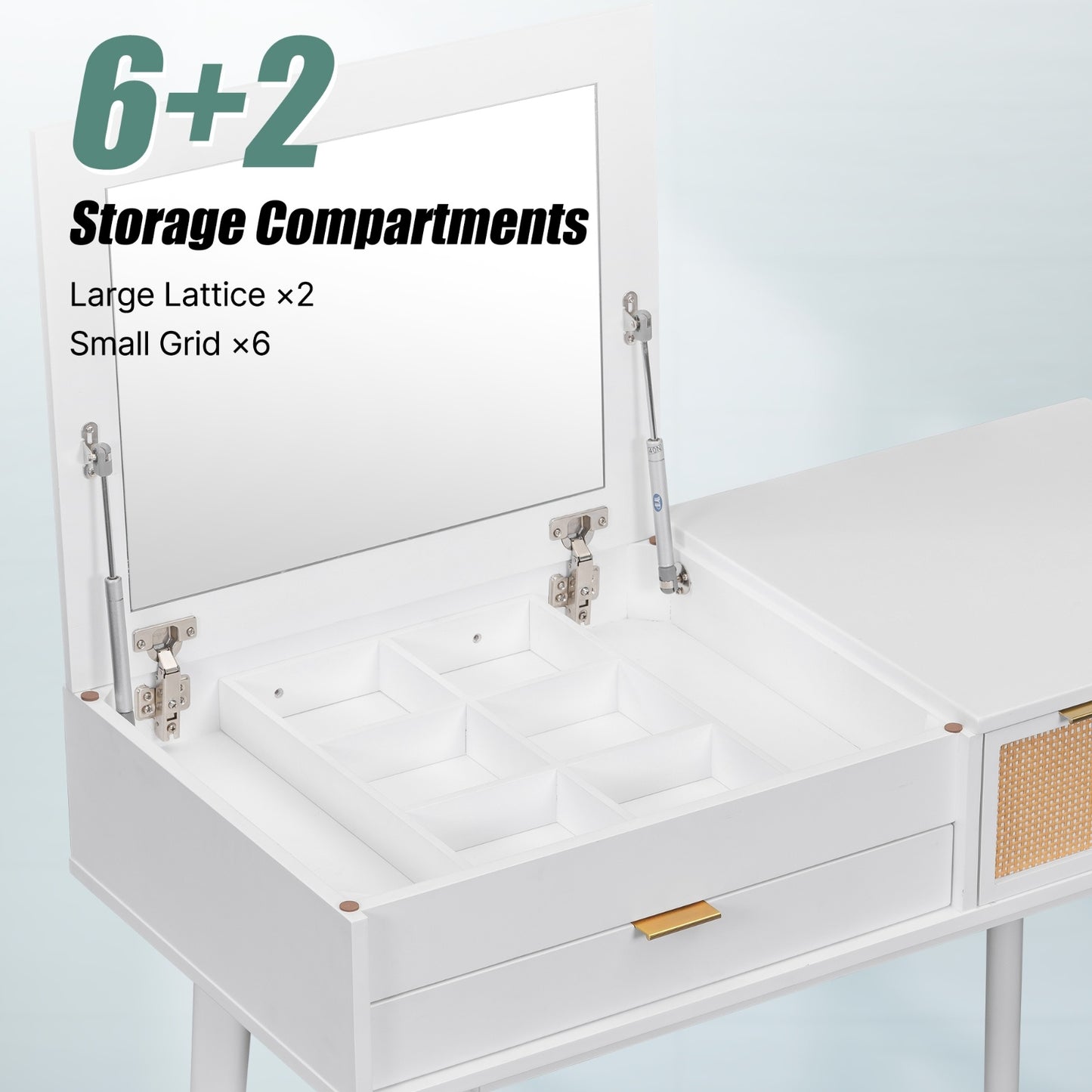 43.3 Wood Makeup Vanity Set With Flip-Top Mirror, Stool   3 Drawers