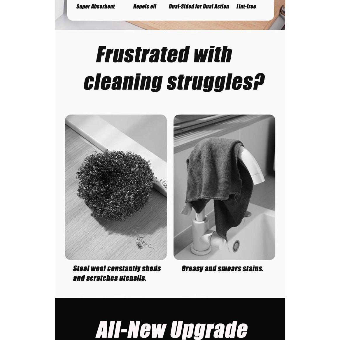 2025 Upgraded Version Scratch-Free Double-Sided Dishwashing Cloth Set Stainless Steel Mesh And Microfiber Material Reusable And Washable Multifunctional Kitchen Cleaning