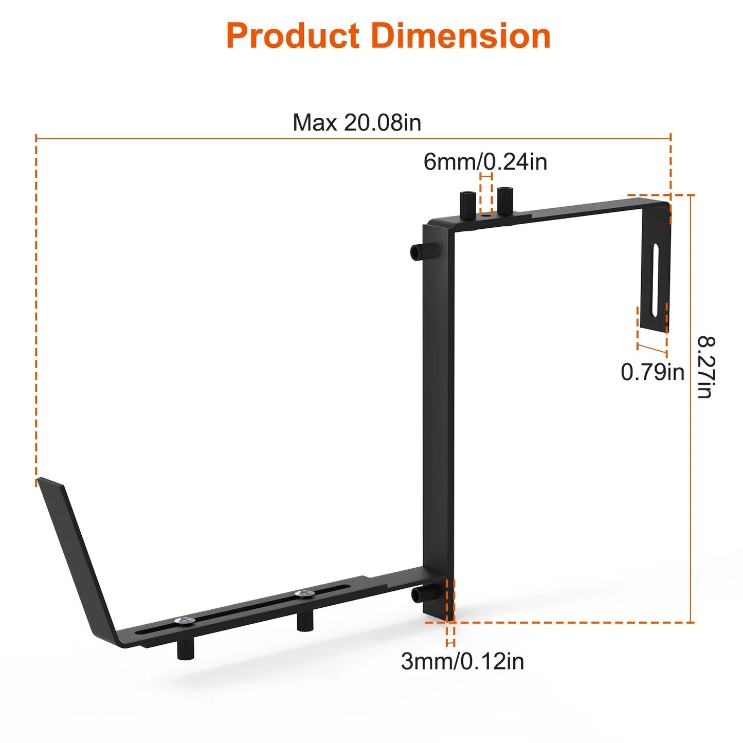 Telescopic Window Planter Bracket, Iron No-Drill Wall-Mounted Flower Box Holder, Tray & Dual-Size Hook, Indoor Outdoor Rustproof Rail Hanging Basket Support, With 24 Screws & Screw