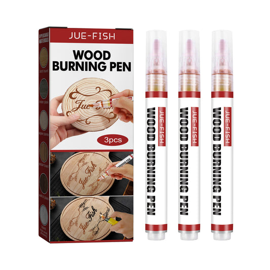 Scorch Pen Marker - Wood Burning Pen, Chemical Heat Sensitive Marker For Wood And Crafts - Versatile Kit With Fine Round Tip, Bullet Tip And Oblique Tip - Easy Application