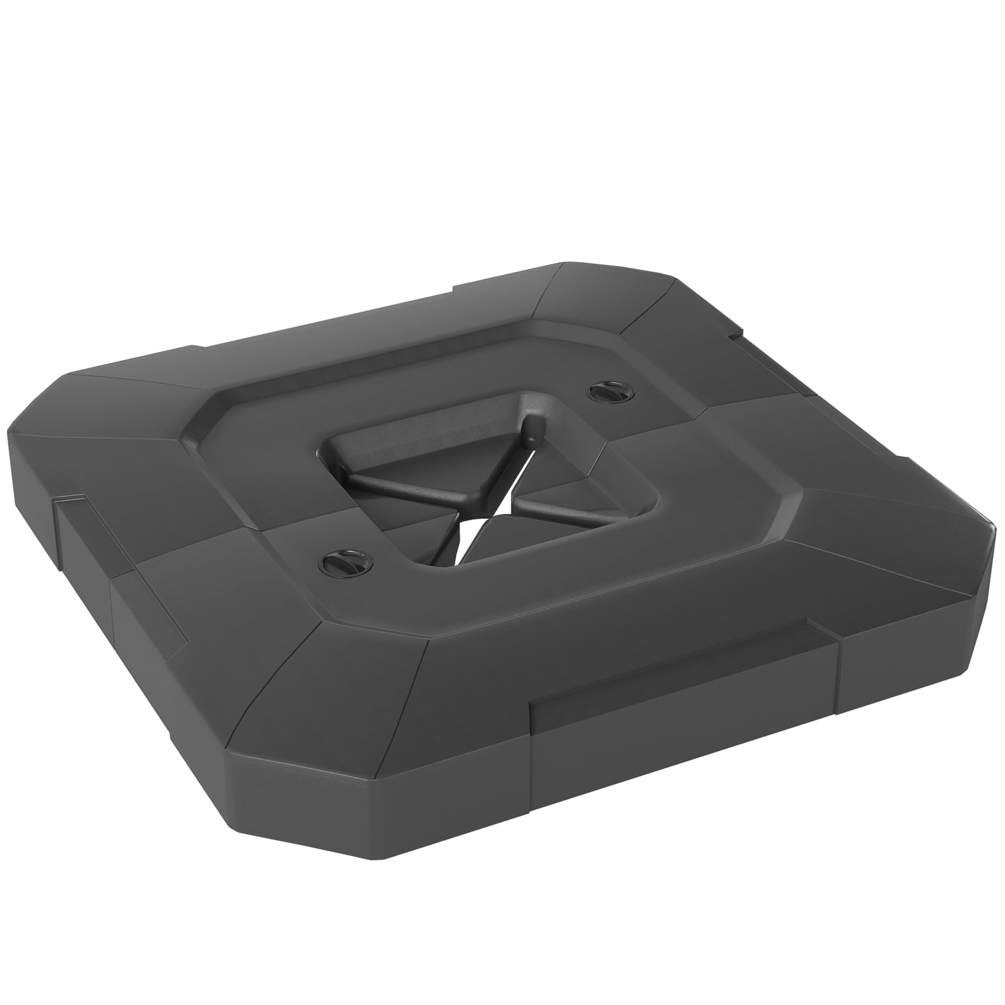 Black plastic component on a white background