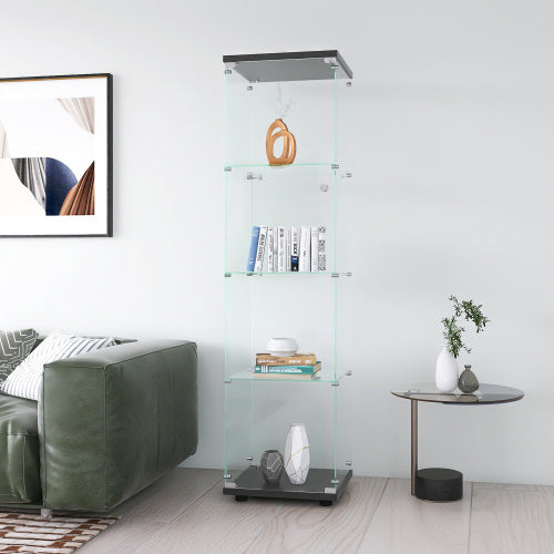 Glass Display Cabinet 4 With Gantry, Floor-to-ceiling Rare Bookshelf, Suitable For Living Room, Bedroom, Office