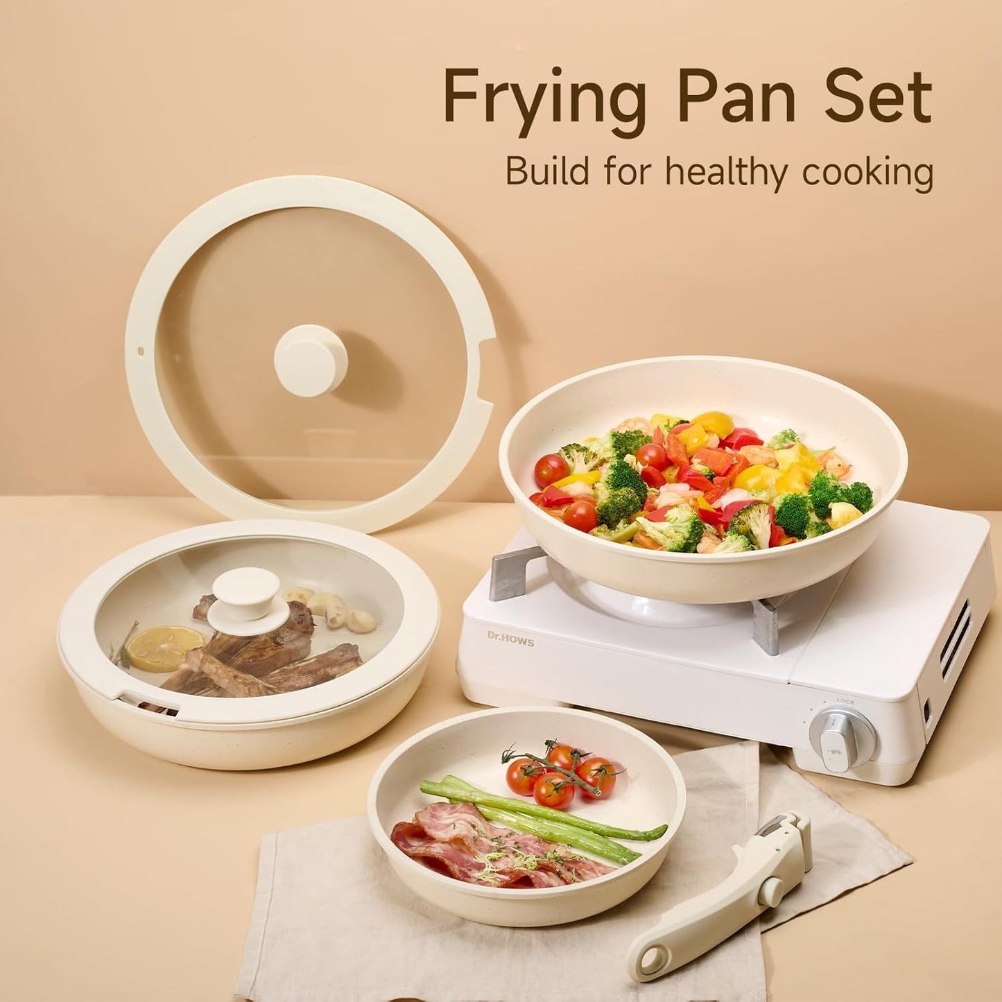 Kitchen Pot And Pan Set, Non-stick Pan Set With Detachable Handle, Healthy Kitchen Cookware, Stackable RV Cookware, Dishwasher And Oven Safe, With Frying Pan And Pan