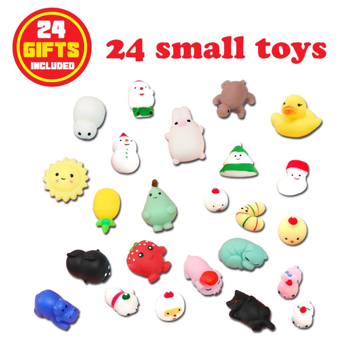 Christmas Squeezable Gift Box, 24-compartment Countdown Blind Box, Squeezeable Cartoon Toy For Stress Relief.