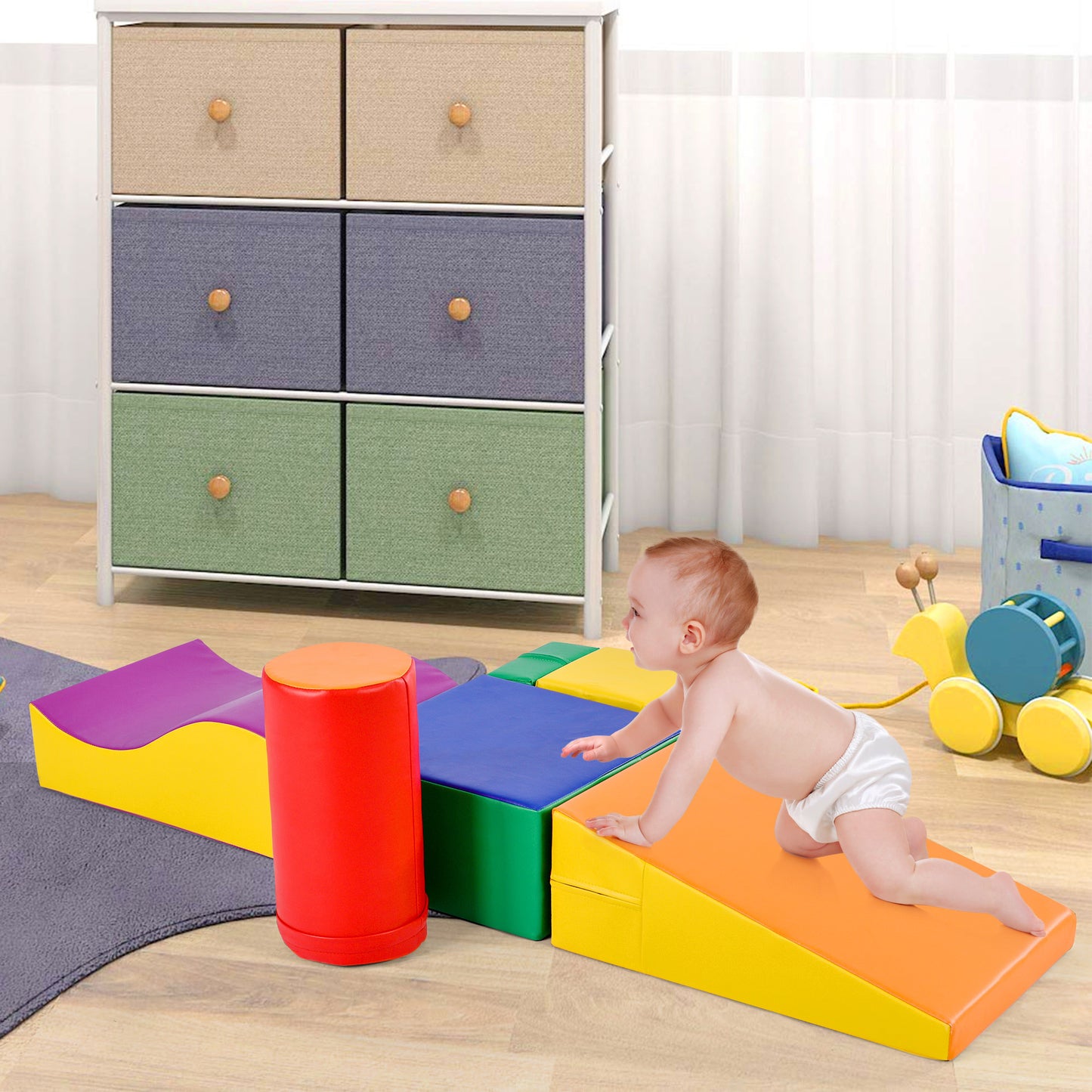 Colourful Soft Crawl And Crawl Foam Playset 6-in-1